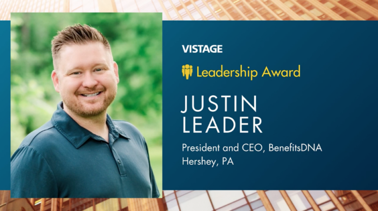 Justin Leader Named 2026 Vistage Leadership Award Recipient - BenefitsDNA